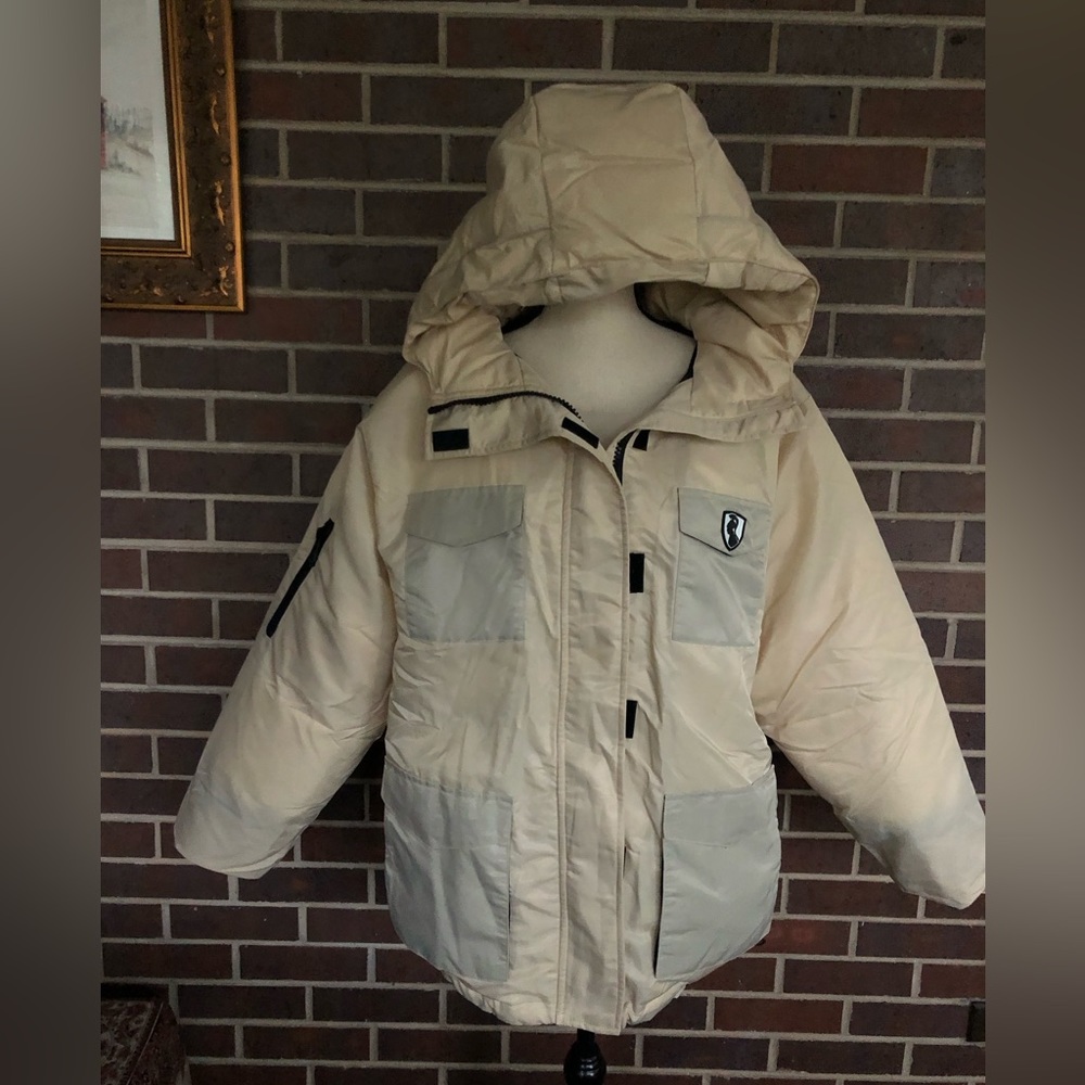 NWT VHNY Down Parka Oversized Winter Coat Beige Hooded Down Parka Jacket Sz M - Picture 4 of 12